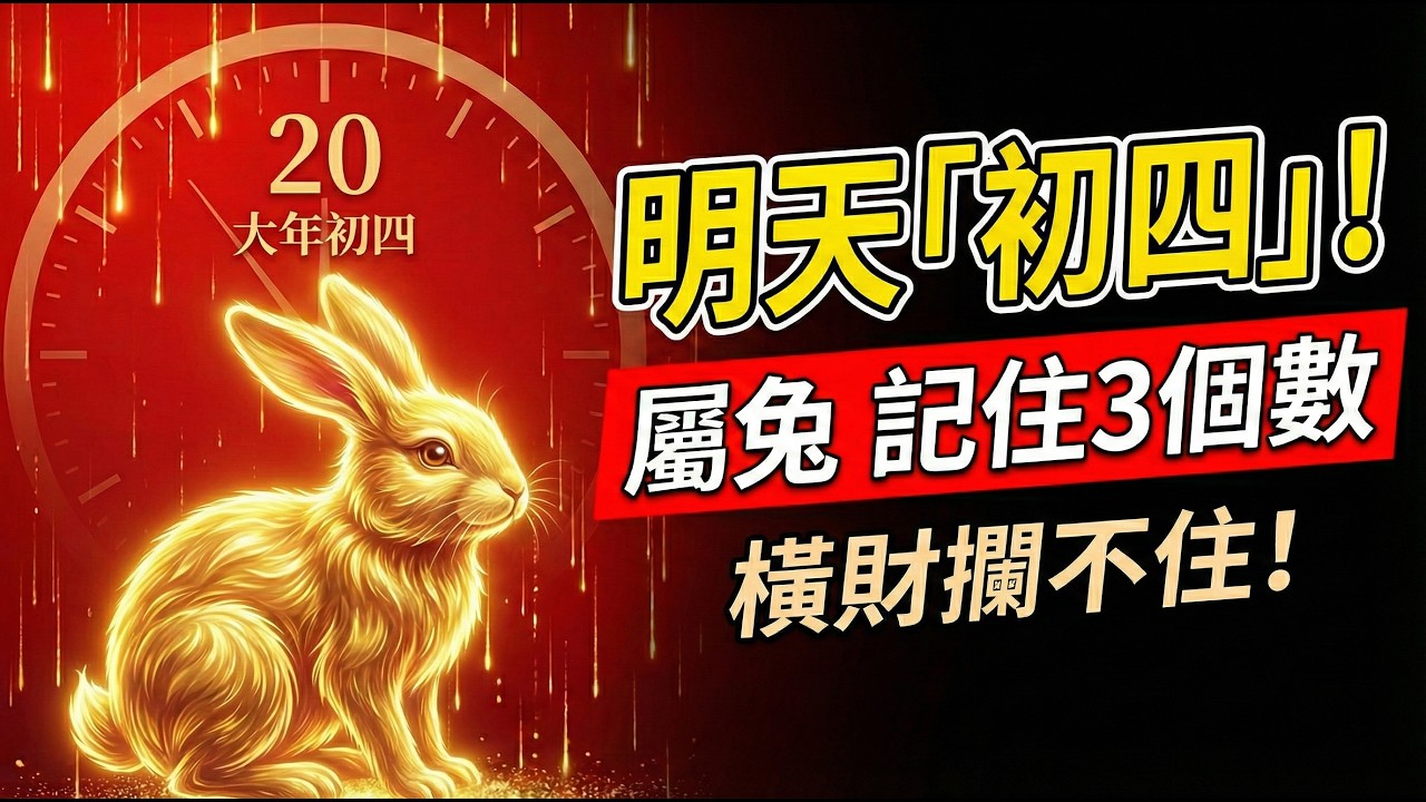 屬兔『招財秘語』：明天20號，大年初四「接神日」，記住這『3個數字』！鎖定馬年財位，讓你財源翻倍、步步高升！#屬兔2026運勢 #招財數字 #大年初四 #2026生肖兔運勢 #風水佈局 #幸運數字