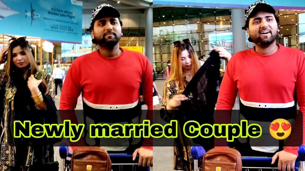 Newly married couple || Mohd Danish spotted at Mumbai airport with his beautiful wife 😍