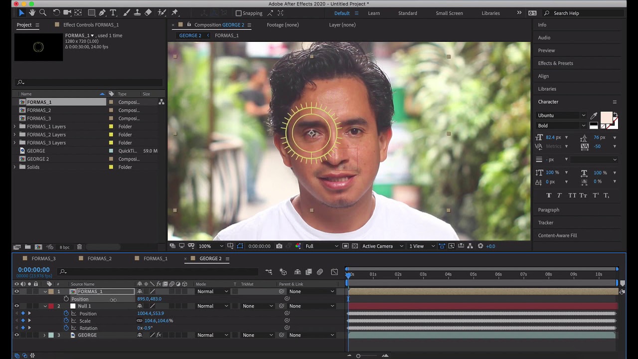 After Effects 2020 tracking usando Mocha
