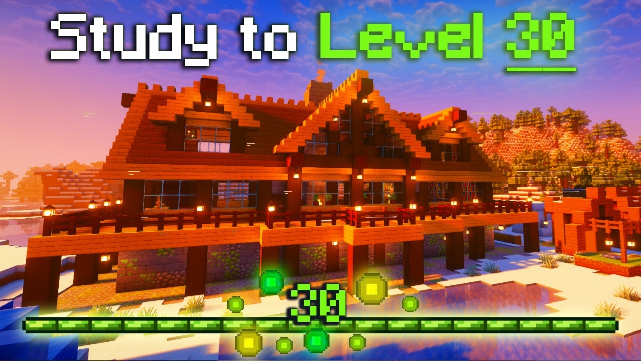 Reach Level 30 While Studying 📈 Minecraft Pomodoro 50/10 | Modern Wooden House