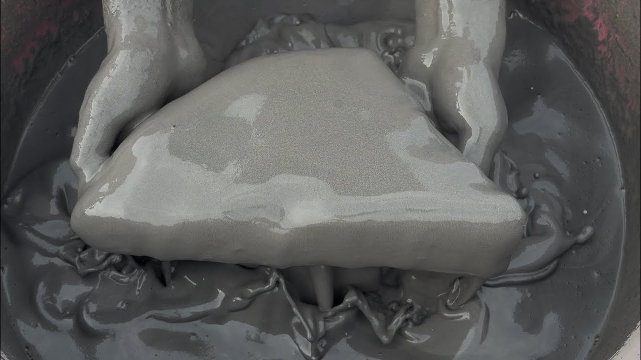 ASMR Very Soft Dusty 😍✨😻Pure Cement Silky Chunks Dipping Crumble On lots of water 🌊💦💦💦🌊🌊