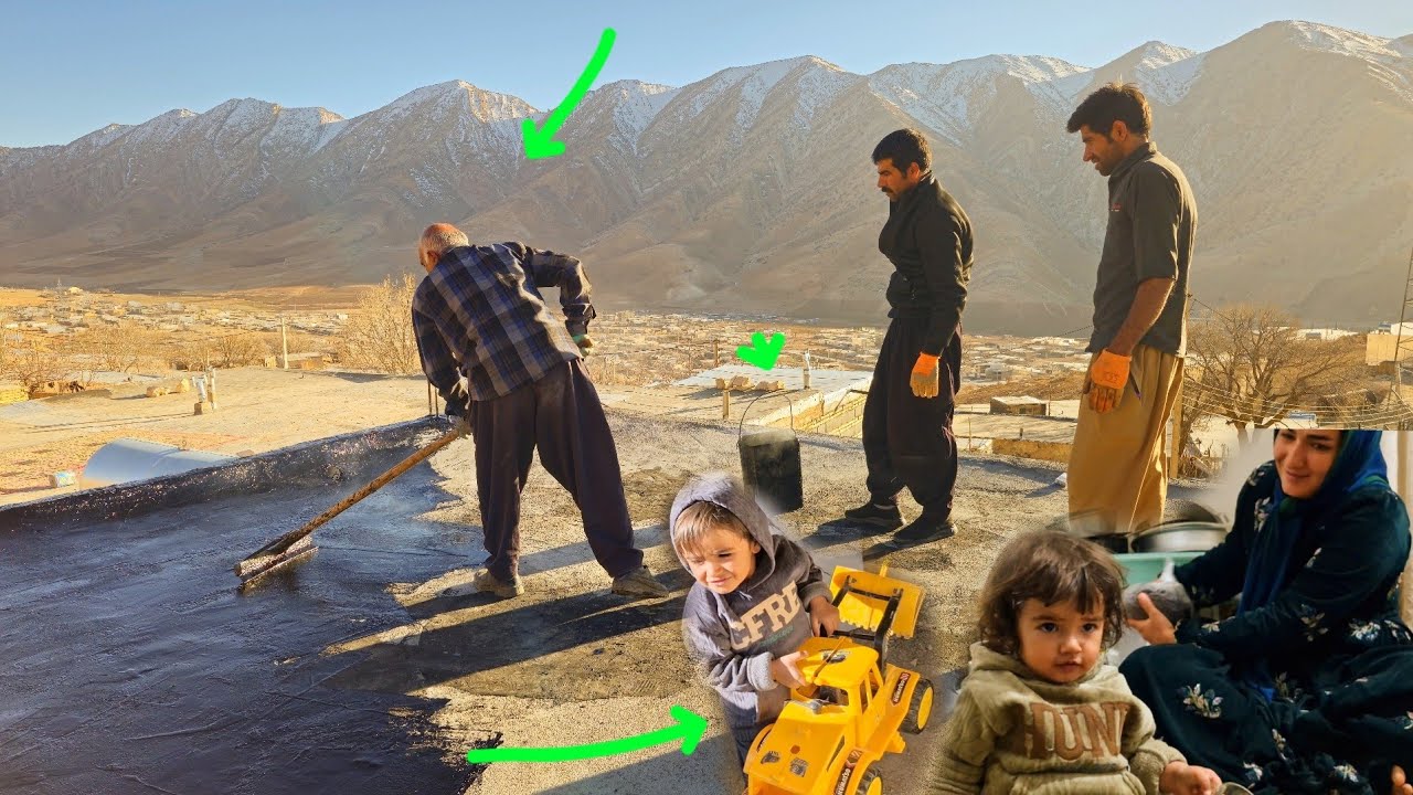 Kayvan's attempt to heat bitumen and insulate the roof with the help of an expert