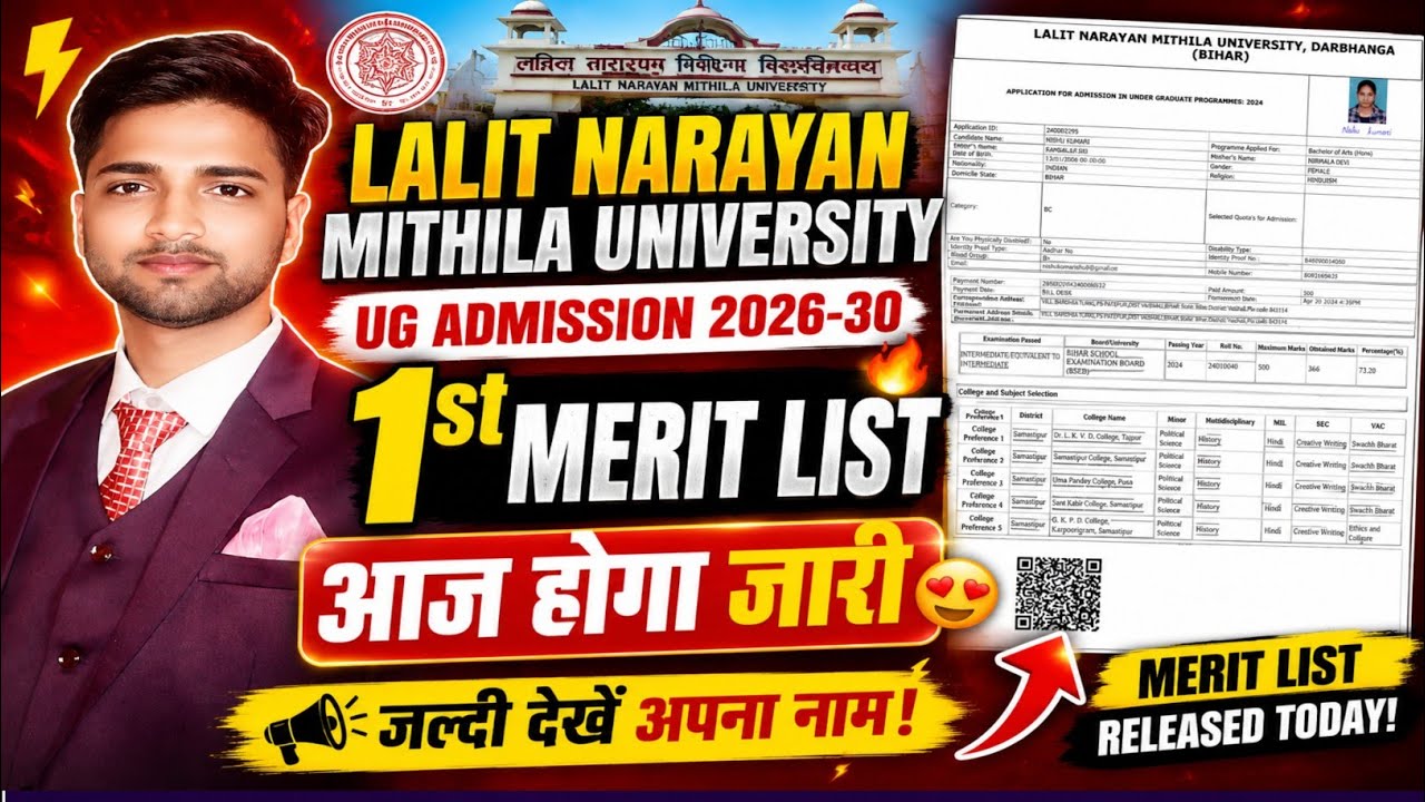 When will the Mithila University UG admission merit list be released? | Mithila University merit ...