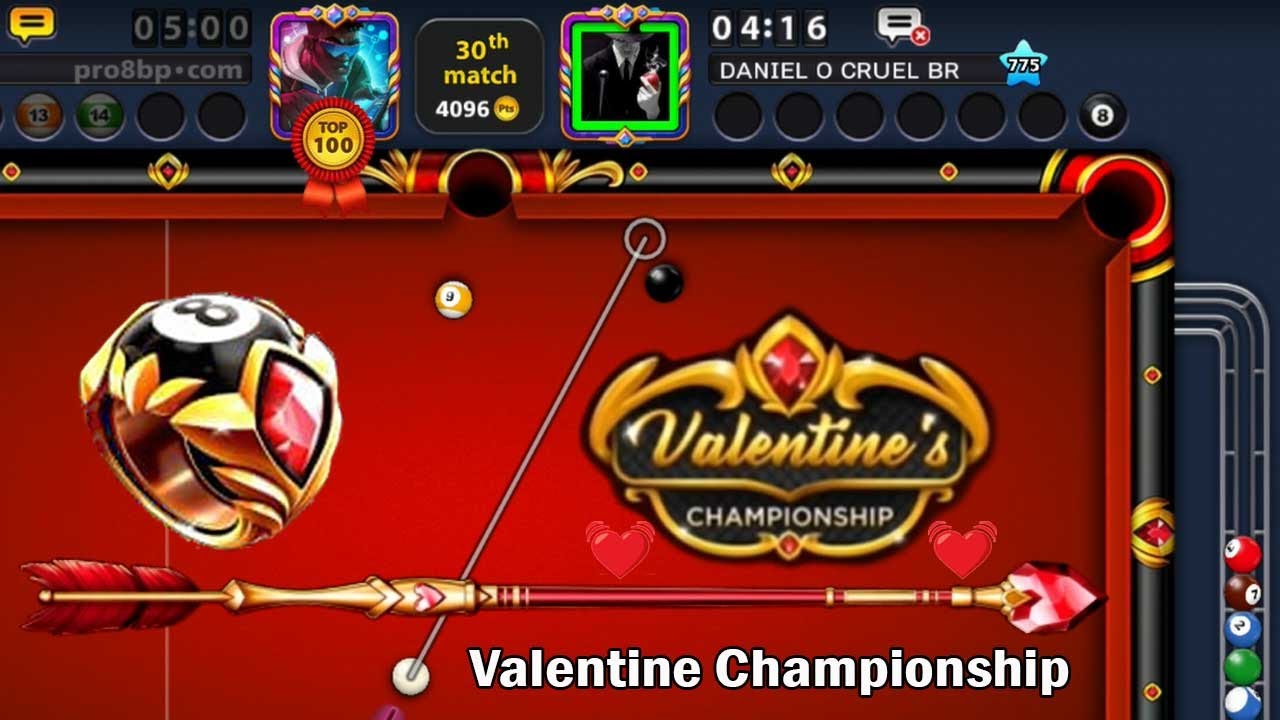Valentine Championship 8 ball pool 💖 Rank 65 Points 73727 Valentine Ring