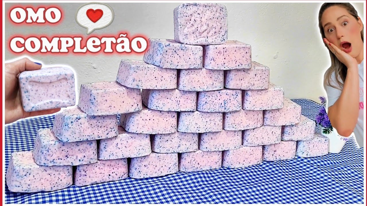 SUPER OMO EM BARRAS COMPLETÃO TIRA MANCHAS PERFUMADO- COM CINCO LITROS DE ÓLEO USADO 😱 INCRÍVEL
