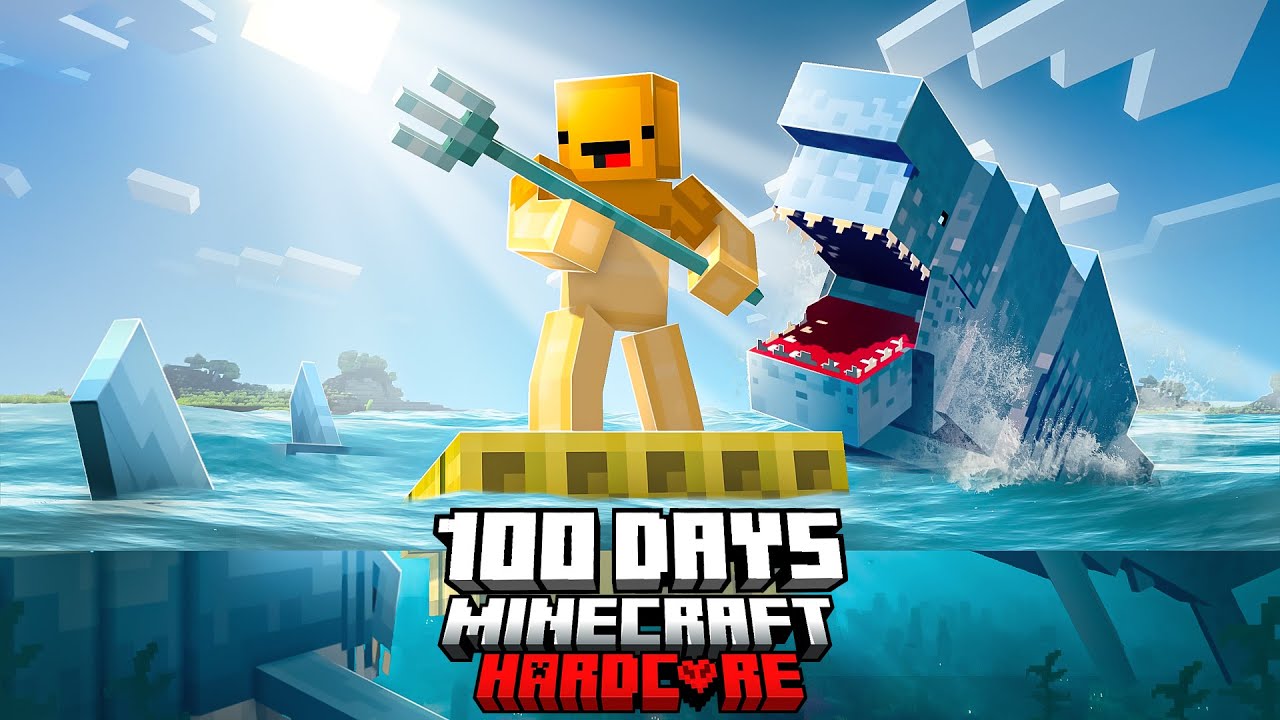 I SURVIVED 100 Days On A RAFT In Hardcore MINECRAFT!