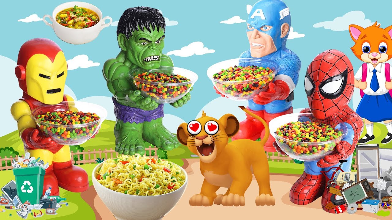 حدوتة الأسد سيمبا ملك الغابة تحدي حلوي سبايدرمان|حواديت قبل النوم|قصص أطفال بالعامية|حواديت ماماغادة