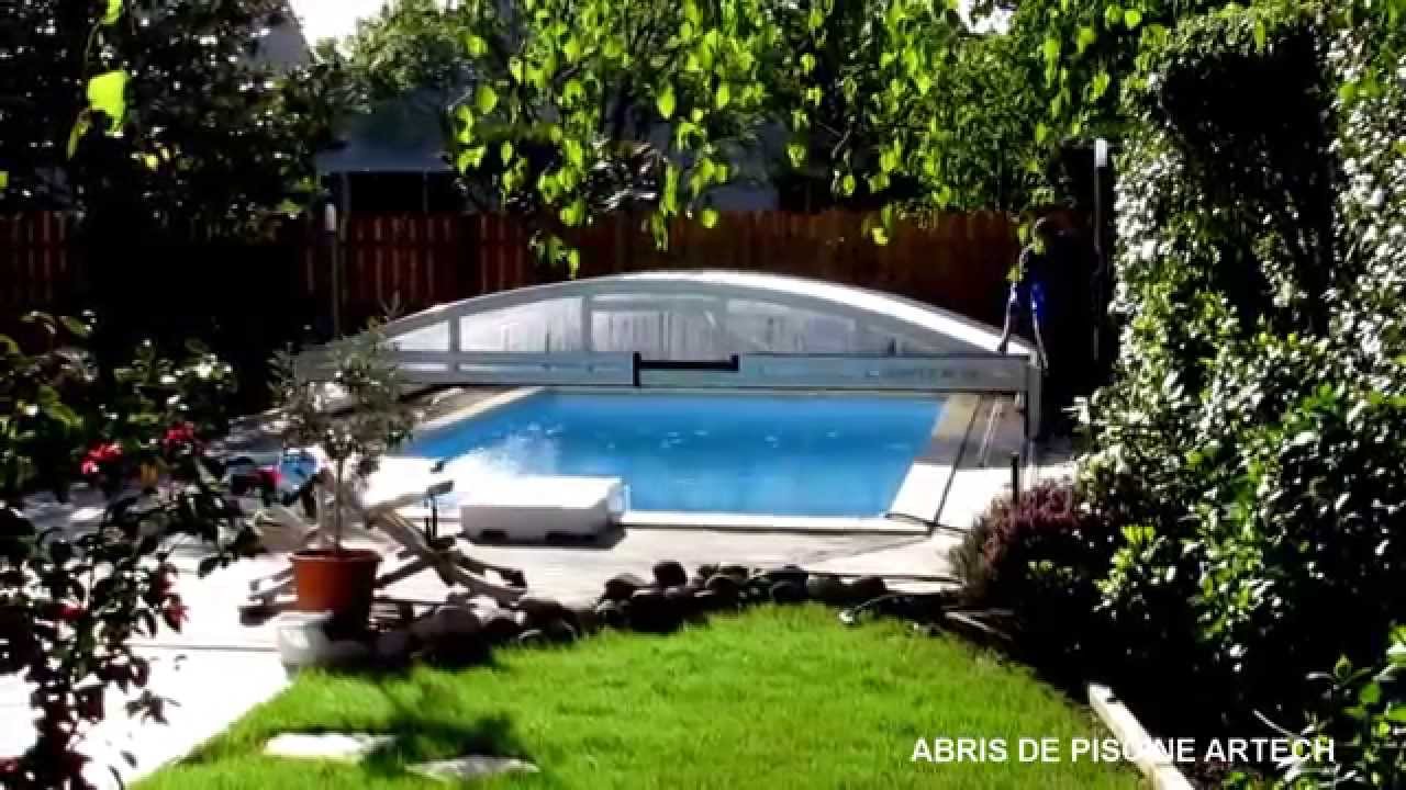 ABRI DE PISCINE BAS COULISSANT ARTECH MINEO IVOIRE CLAIR RAL 1015 install&eacute; en Ile de France
