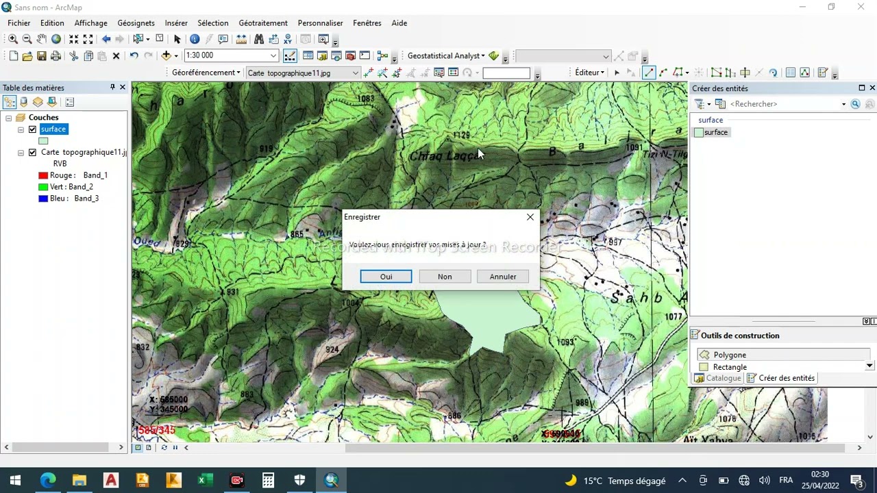 GEOREFERENCEMENT CARTE TOPO  , CREATION DES POLYLIGNES ,POLYGONES ET POINTS ARCMAP 10.3