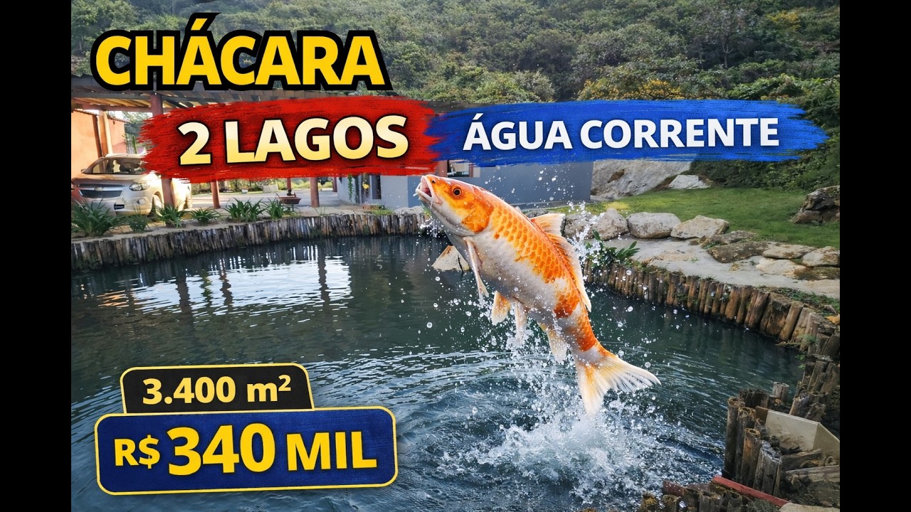 Chácara * 340 mil * com Água corrente / 2 lagos / pomar 3.400m², PIEADE-SP