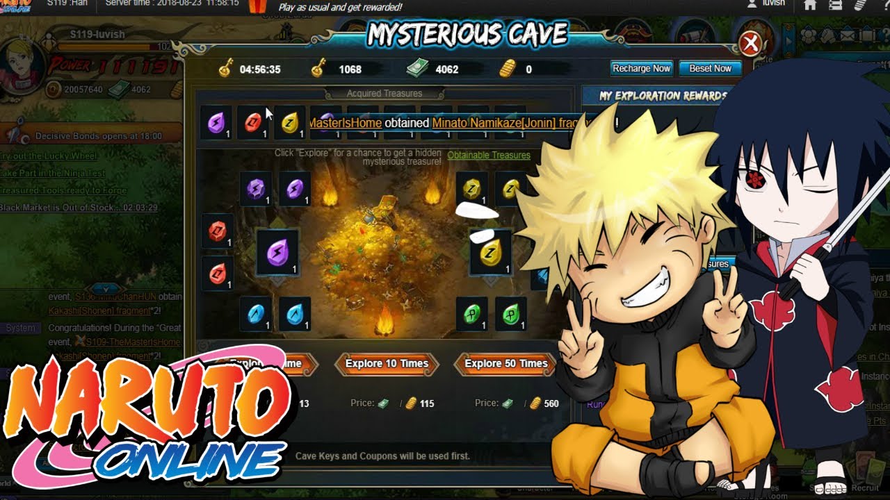 naruto online; cave key rebate
