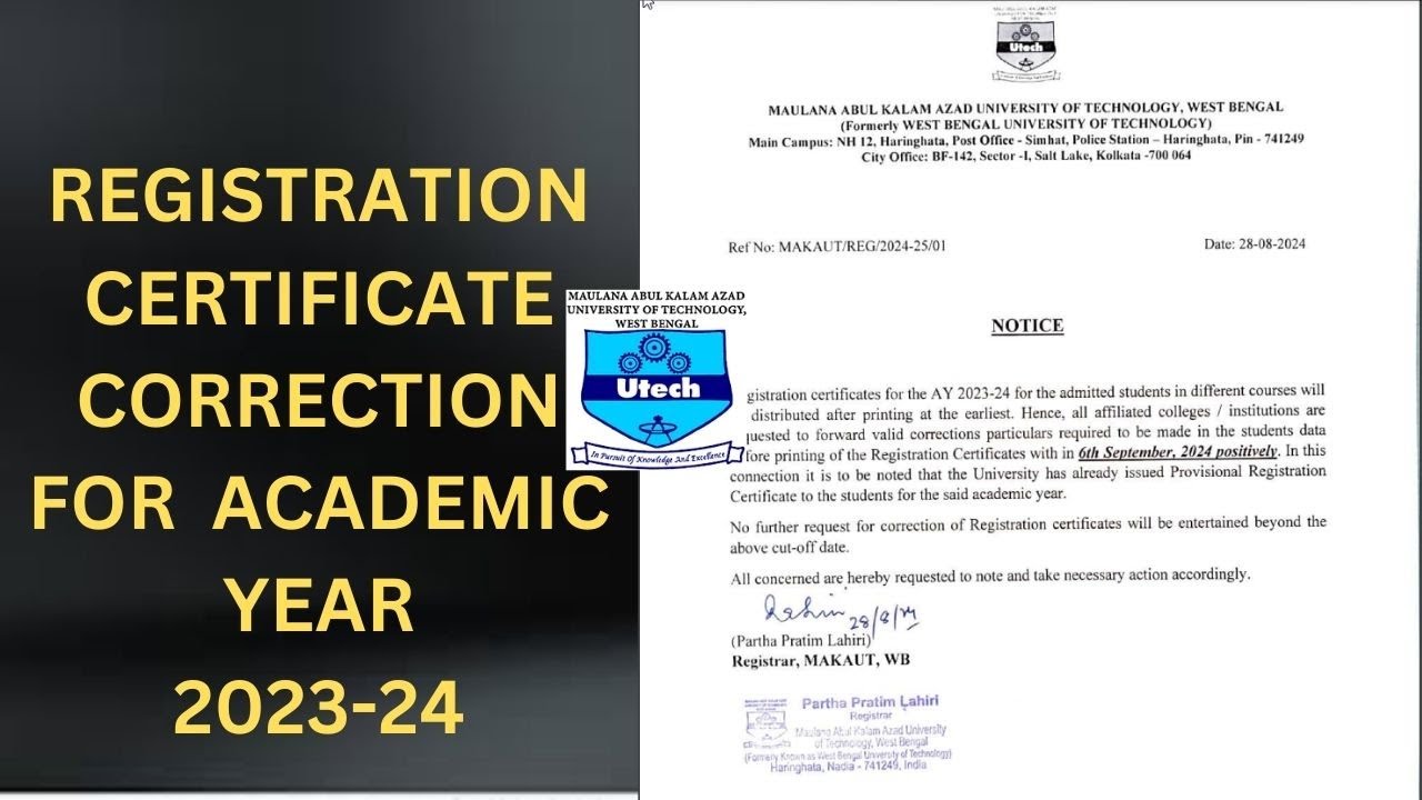 MAKAUT REGISTRATION CERTIFICATE CORRECTION #makaut  #registration@WBMentor @EasyTutorialPoint