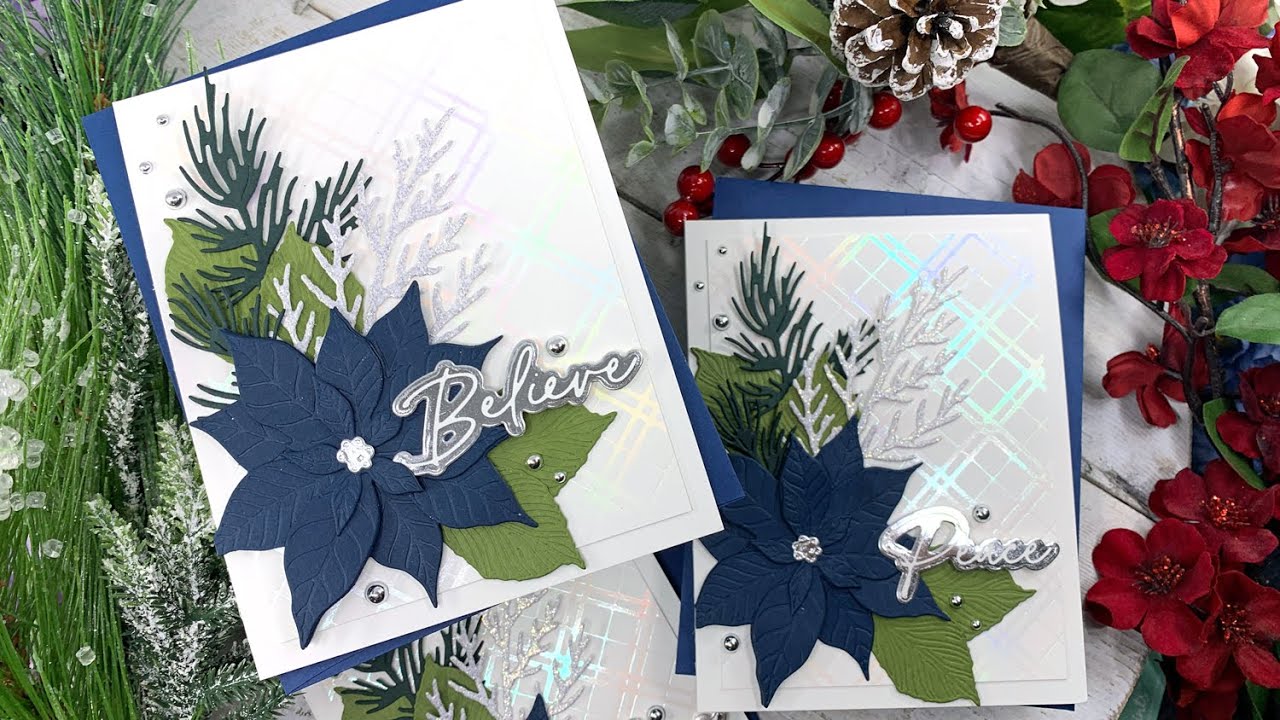 Blue Poinsettia Cards | AmyR Holiday 2022 Series #16