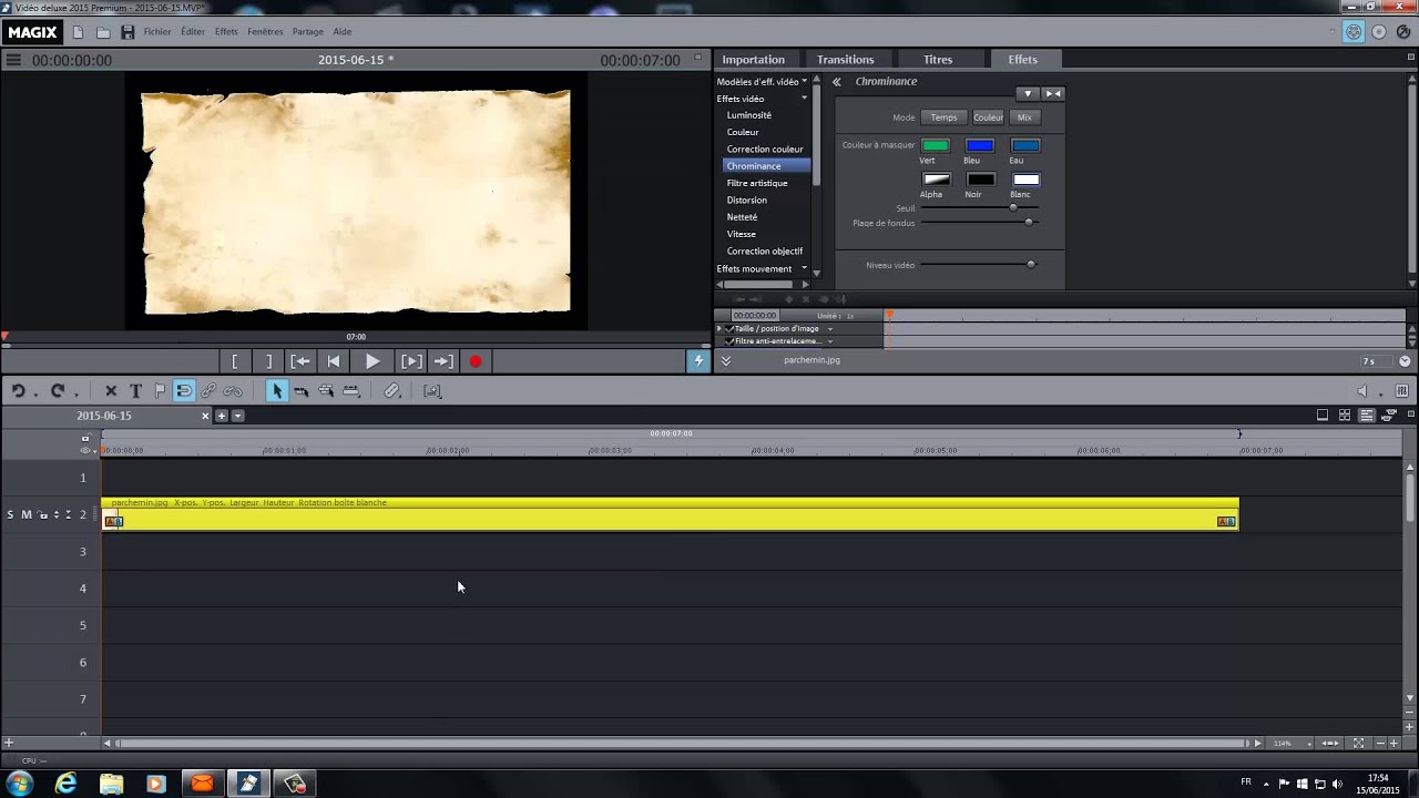 Tutoriel Magix video deluxe  : Effet Parchemin