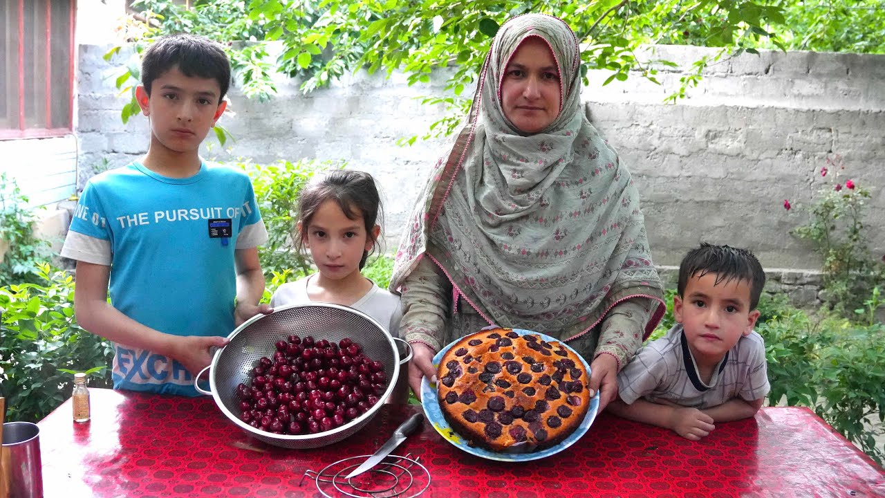 Baking a Delicious Sour Cherry Cake Over a Wood Fire | Farm To Table |