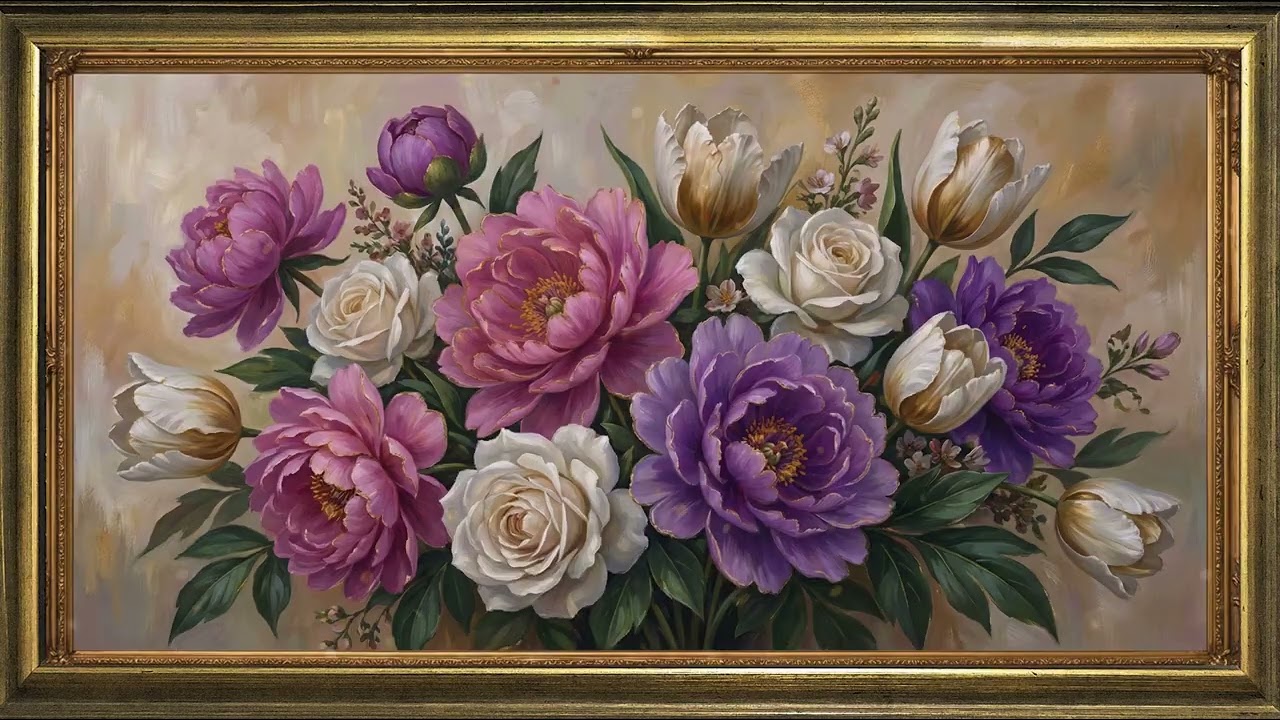 Romantic flower painting for frame TV 4K | Calm wallpaper