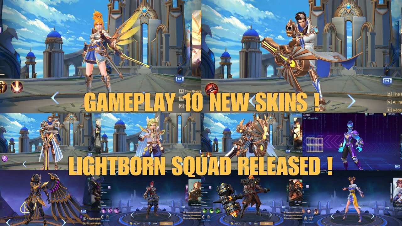 GAMEPLAY 10 NEW SKINS | LIGHTBORN SQUAD RELEASED! | MLBB