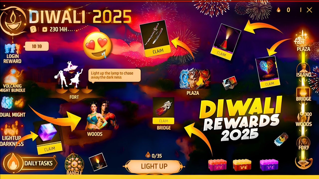 Diwali 2025 Event Free Rewards🔥| Free Fire Diwali Event Mission | How To Complete Diwali Event 2025