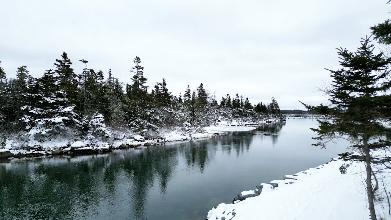 Beautiful Aerial Views with Ice, Snow, Water and a Winter Wonderland Along The Salt Marsh Trail