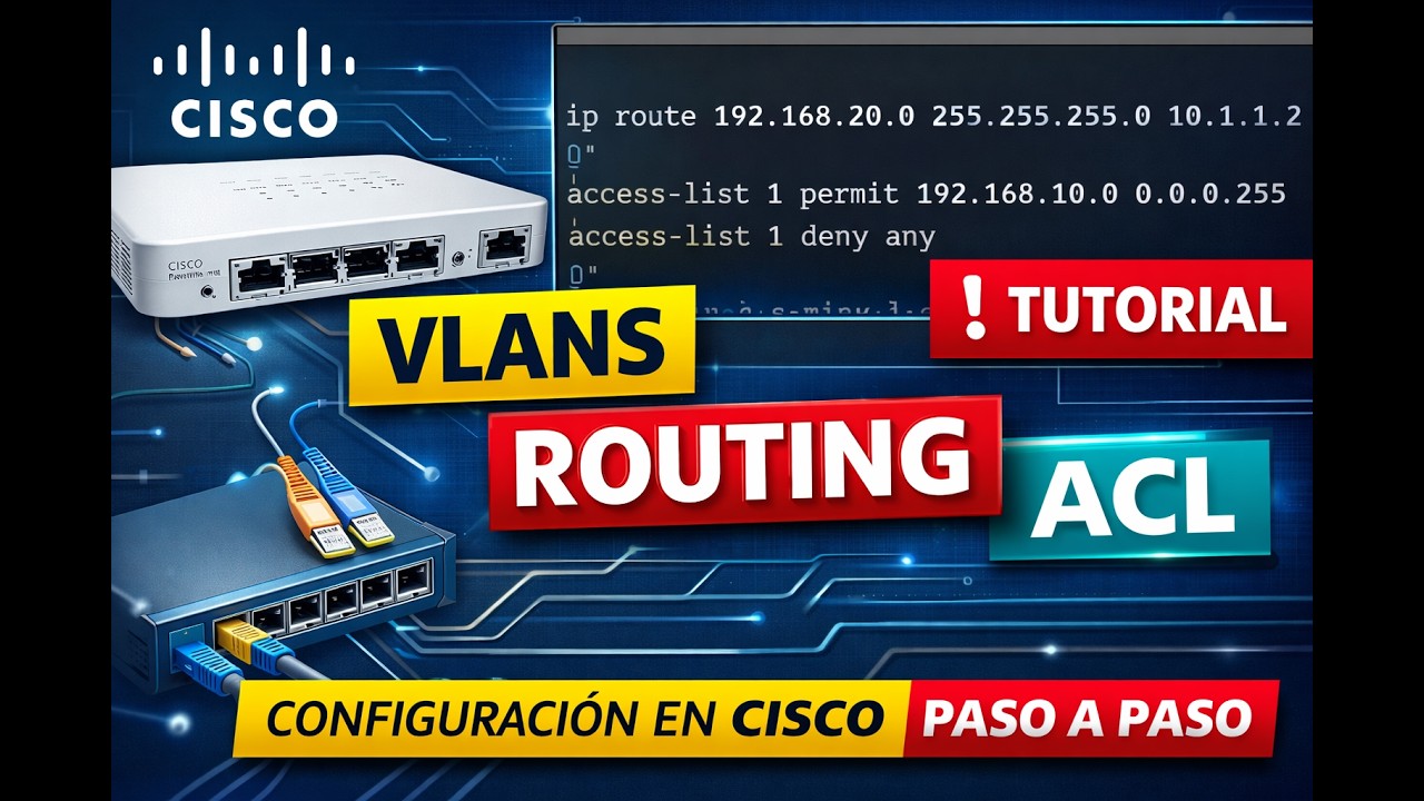 Configuración de VLANs, Enrutamiento y ACL en Cisco | Tutorial Paso a Paso