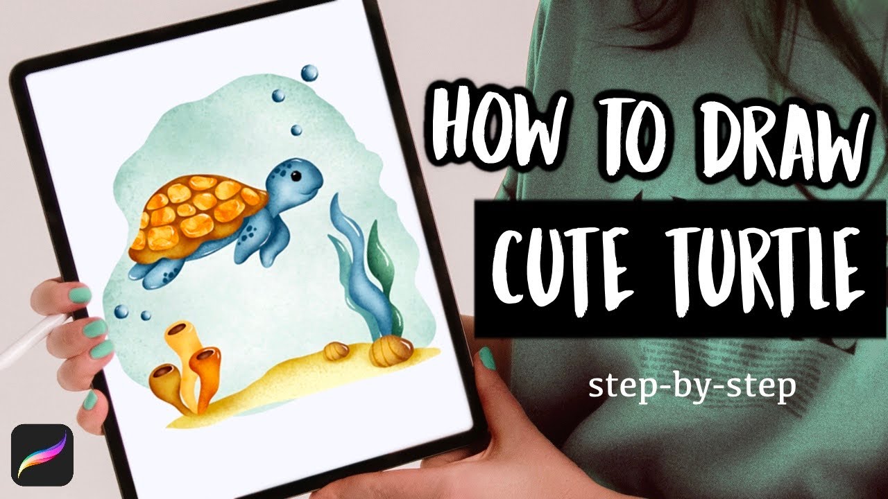 Underwater Painting in Procreate // Cute Sea Turtle Drawing Tutorial