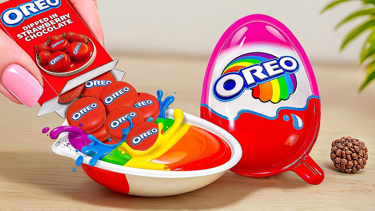 Rainbow Oreo Kinder Joy Chocolate Explosion 😍🍬 | Tiny Food ASMR