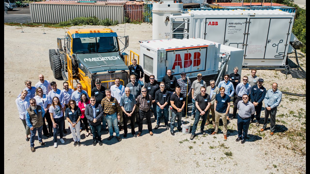 Demo of ABB's mining EV fast charging pilot eMine™ FastCharge and MEDATech ALTDRIVE electric system