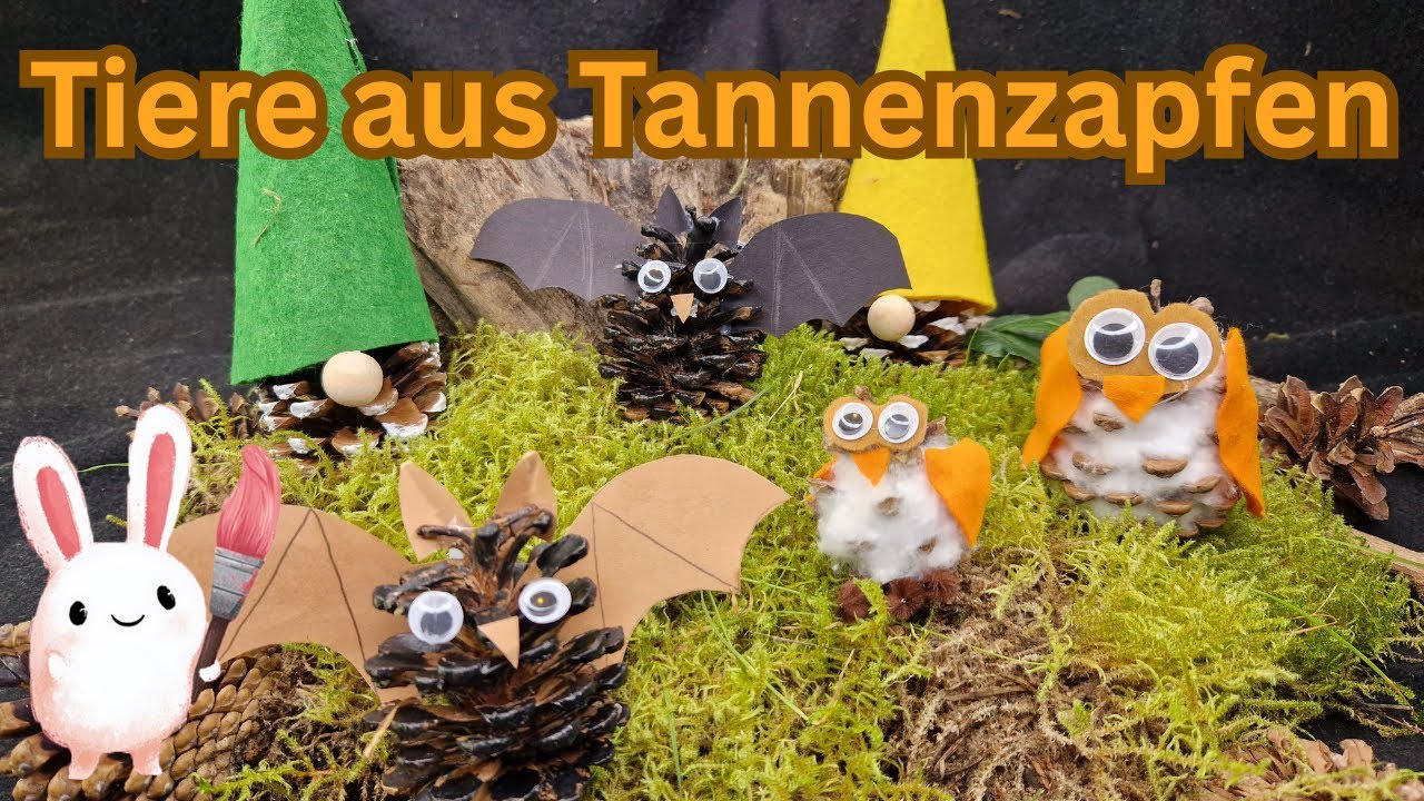 Kreative Bastelideen im Herbst für Kinder: Deko-Waldtiere aus Tannenzapfen basteln mit Kindern!