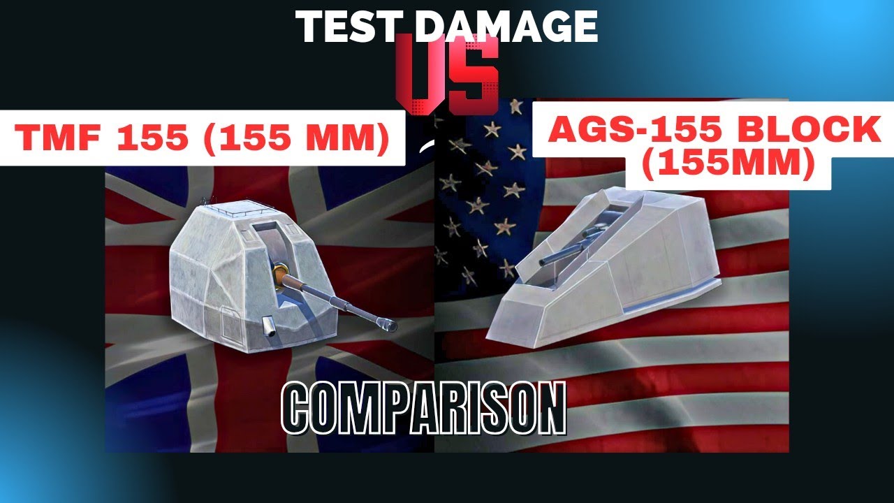 TMF 155 (155 mm) vs AGS-155 Block I (155mm) damage test per second Modern Warships