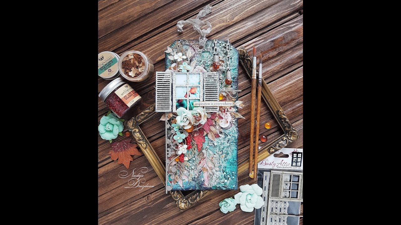 Step-by-step tutorial Autumn mixed media tag