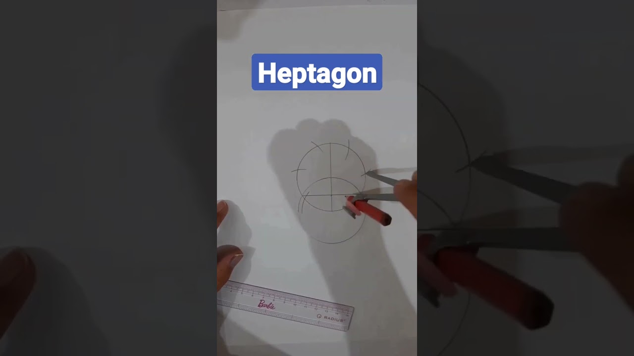 Best way to construct a regular Heptagon #shorts #heptagon #geometry #drawing #ytshorts