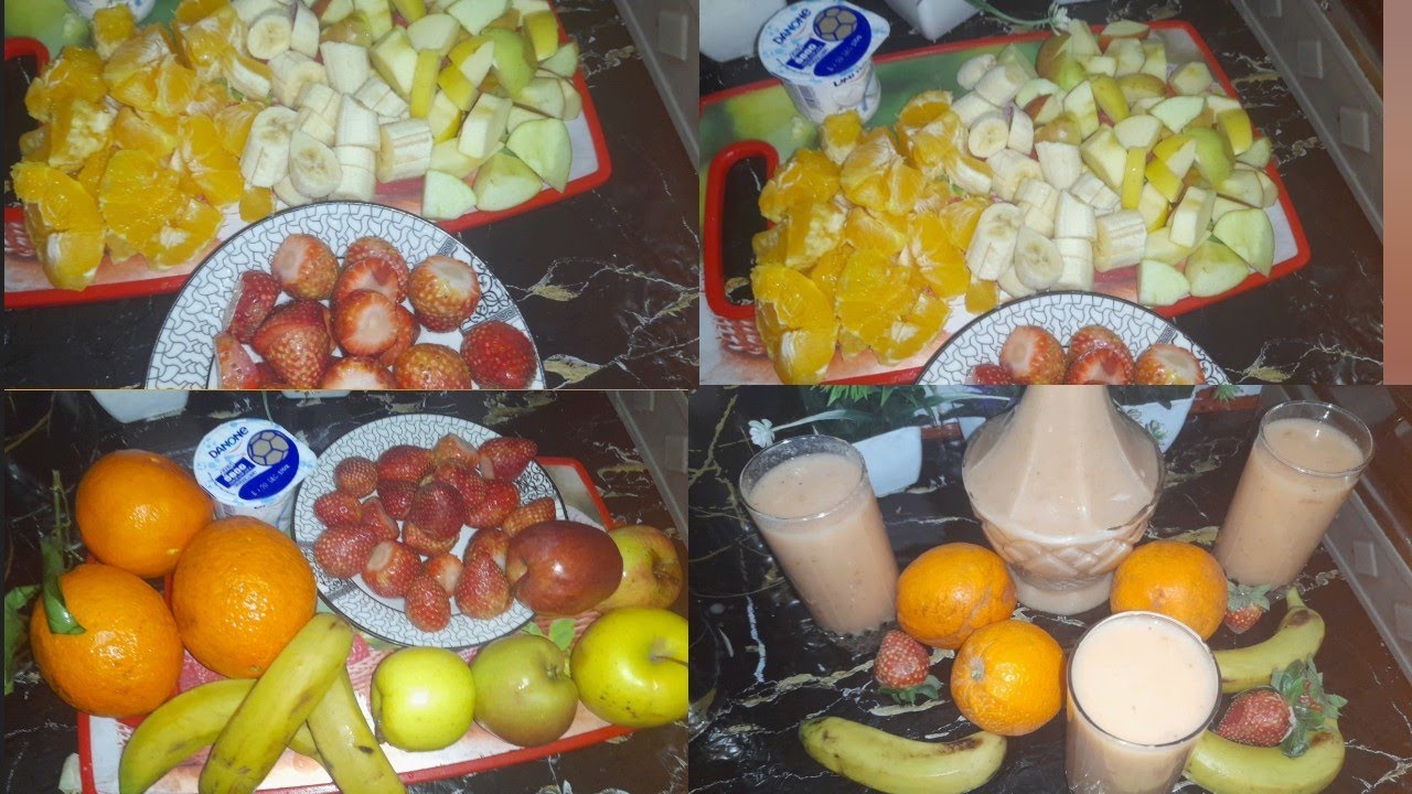 احلى عصير الفراولة و موز و البرتقال غني باللفيتامينات و صحي 🍌🍊🍓