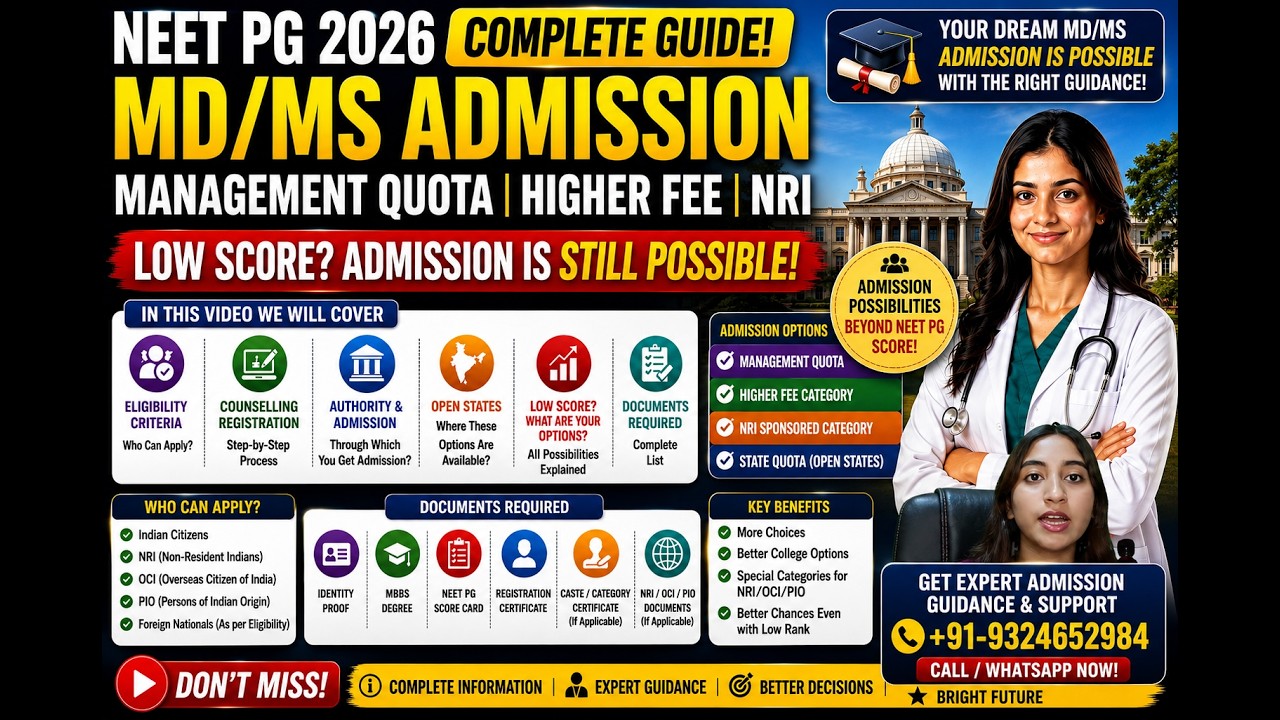 Руководство по поступлению на MD/MS для NEET PG 2026 | Управленческая квота, повышенная оплата и ...