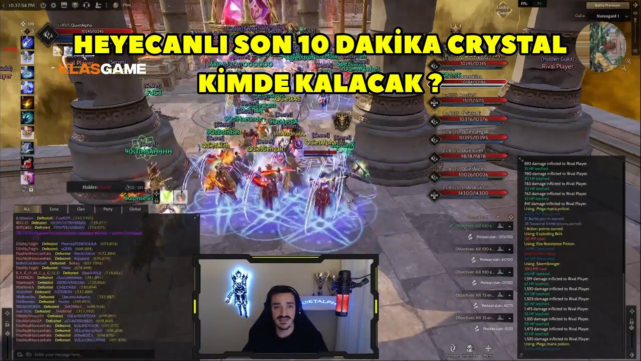 QuietAlpha - (Galia) Secret Ekibi Crystal Fortress War Savaşında Heyecanlı 10 Dakika  ! Rise Online