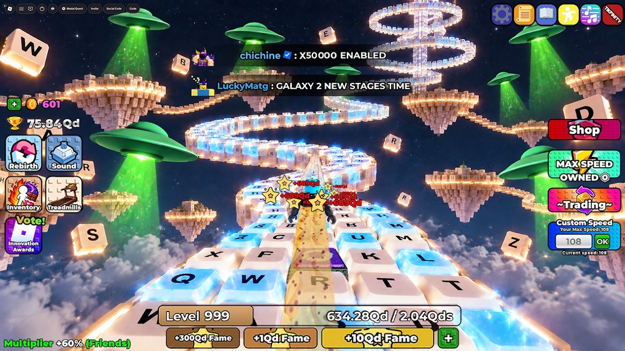 BIG BOOST!! - I BEAT ALL STAGE IN GALAXY 2 +1 Speed Keyboard Escape Roblox