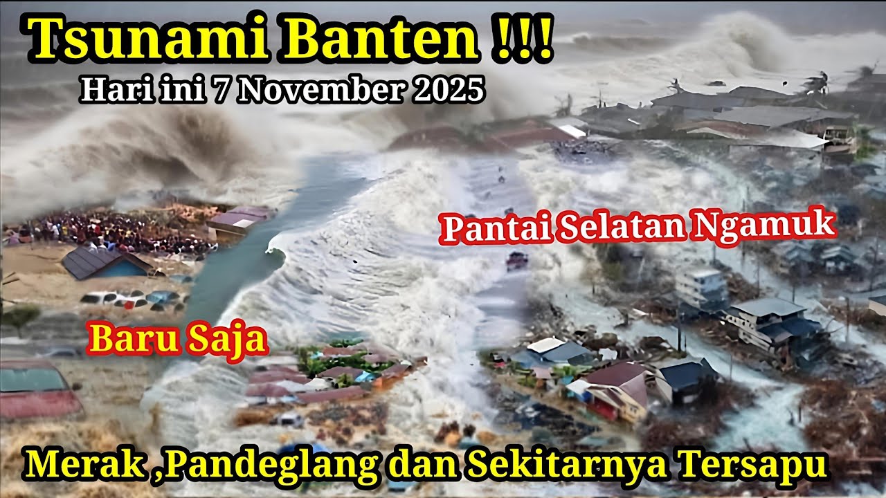 GEMPAR AIR LAUT MENDADAK NGAMUK SAPU PESISIR MERAK, PANDEGLANG,HEBOHKAN WARGA BANTEN! Awas Tsunami!!