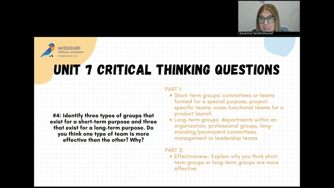 Unit 7 Critical Thinking Questions