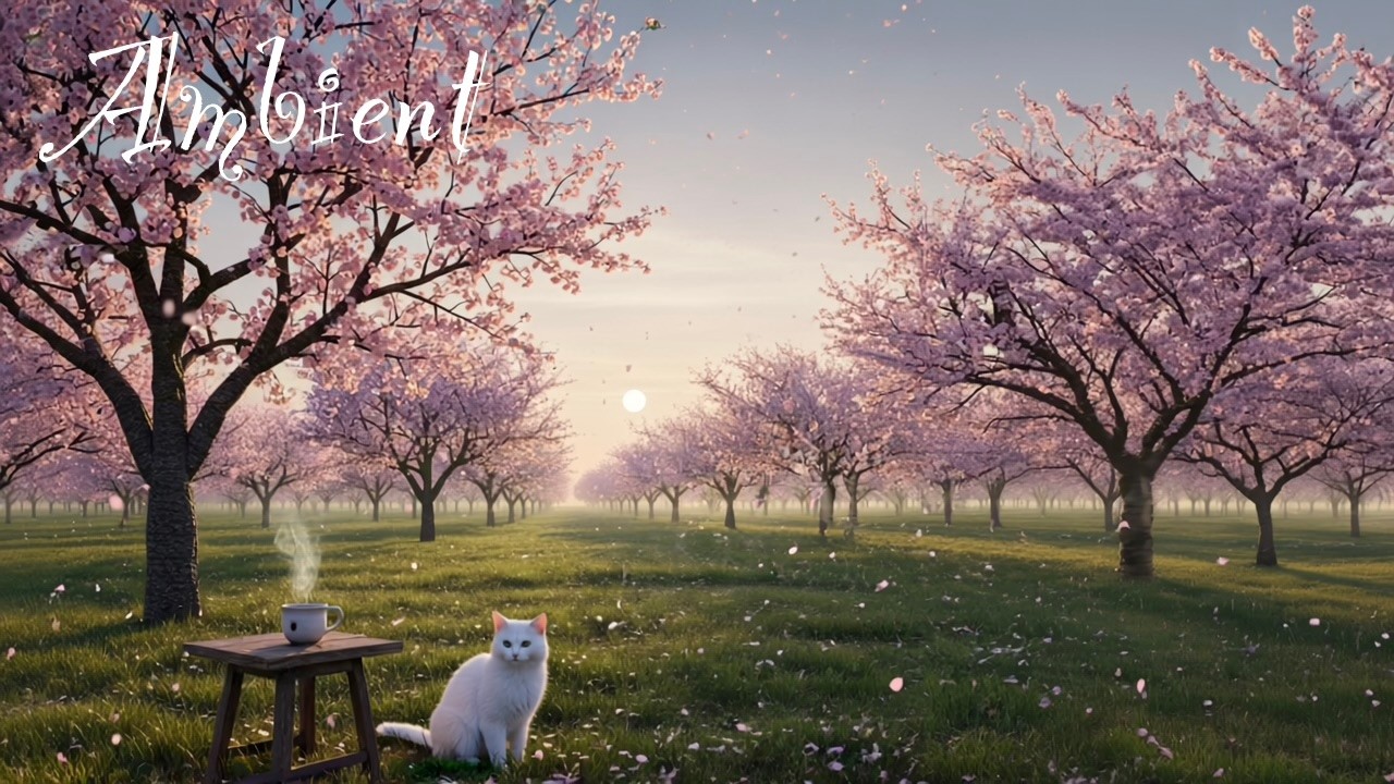 | Relax | Forest Café - Swaying Feelings on a Morning of Falling Sakura @CatCaféMusic_HonuCat #cat