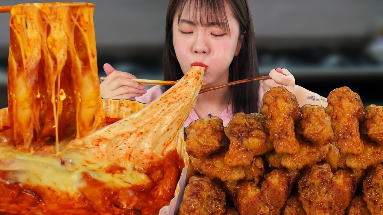 Комбо из курицы Ттокпокки Мукбанг Асмр ㅣ Корейская кухня
