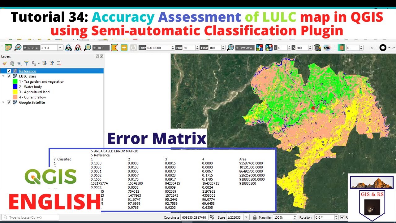 Оценка точности карты LULC в QGIS с использованием полуавтоматического плагина классификации