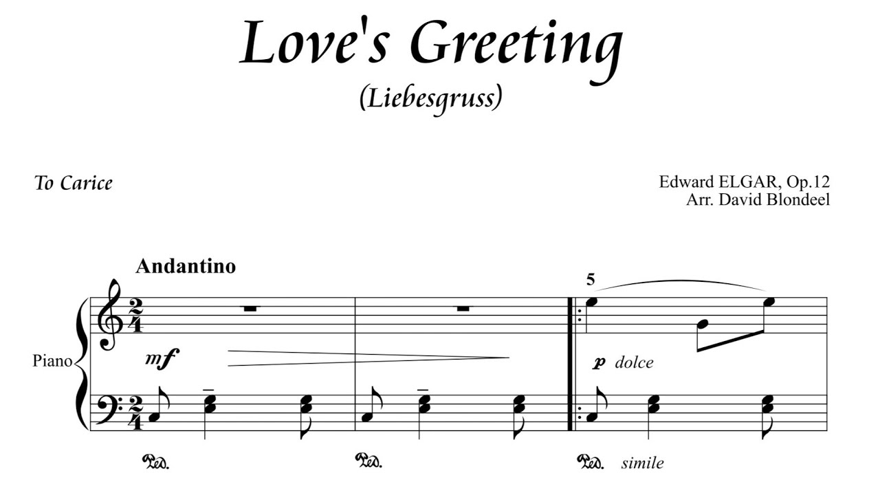 Love’s Greeting – Elgar | Intermediate Piano Solo Arrangement (Sheet Music)