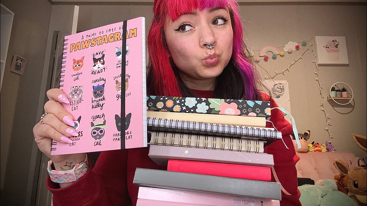 ASMR 📝📔Tapping, Scratching, & Tracing on Cute Journals/Notebooks: For Relaxation & Background Noise😌