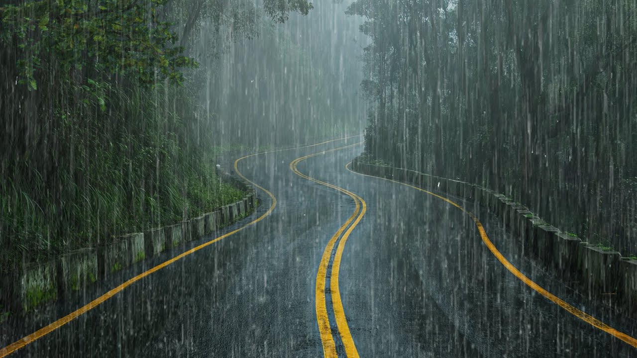 Rain noises for sleep - soft roadside rain creates the perfect ambience for meditation, inner calm.