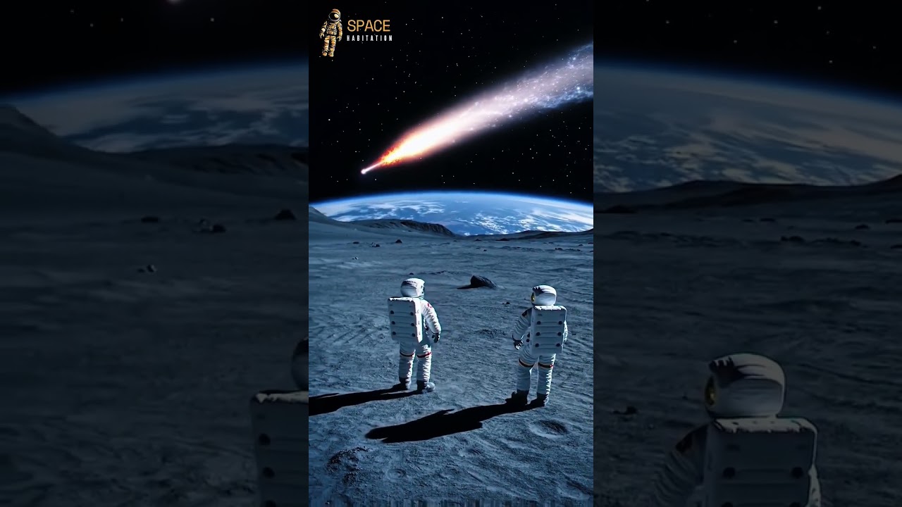 Astronauts Spot a Wild Comet from the Moon 🌌👨&zwj;🚀 #LunarView #CosmicWonder #SpaceVibes