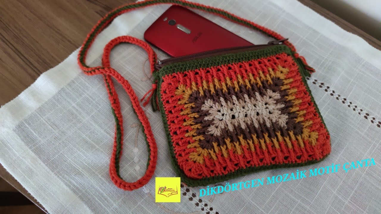 Mozaik Motif &Ccedil;anta Yapımı* Dikd&ouml;rtgen Motifli &Ccedil;anta Yapımı*Dikd&ouml;rtgen motif yapımı