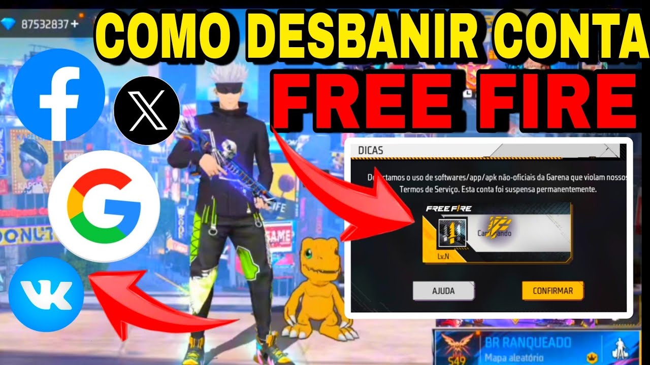 COMO DESBANIR CONTA DO JOGO FREE FIRE NA NOVA ATUALIZAÇÃO RECUPERAR CONTA BANIDA PERMANENTE e Entrar