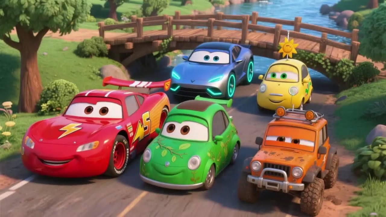 Colored Car Race 🚗🌈 | Fun 3D Animated Cars Adventure | Kids Cartoon About Teamwork & Friendship