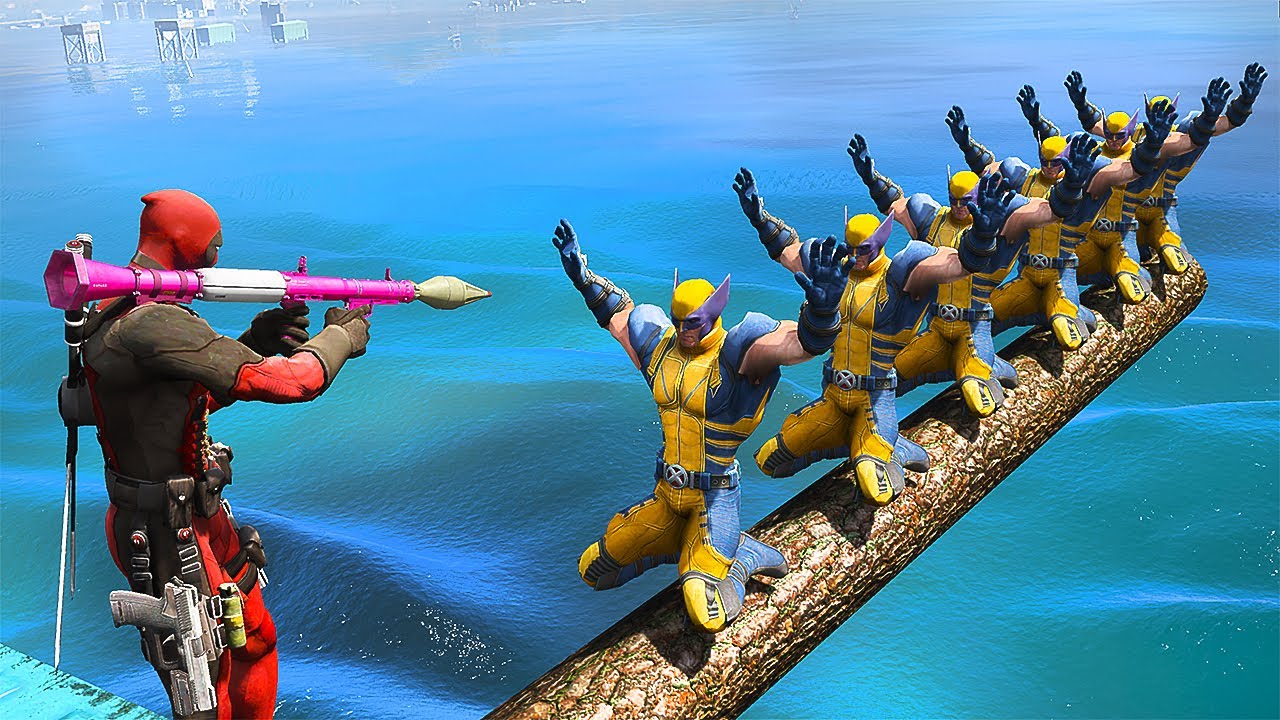 GTA 5 WATER Ragdolls DEADPOOL vs Wolverine (Euphoria/Physics) (Funny Moments & Fails)