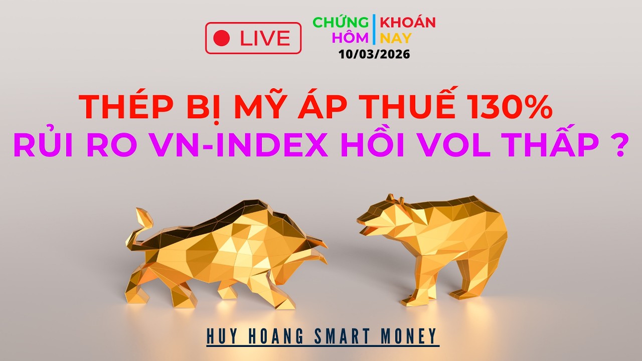Chứng khoán Hôm Nay | Nhận định thị trường: Thép Bị Mỹ Áp Thuế 130% - Rủi Ro VN-INDEX Hồi Vol Thấp ?