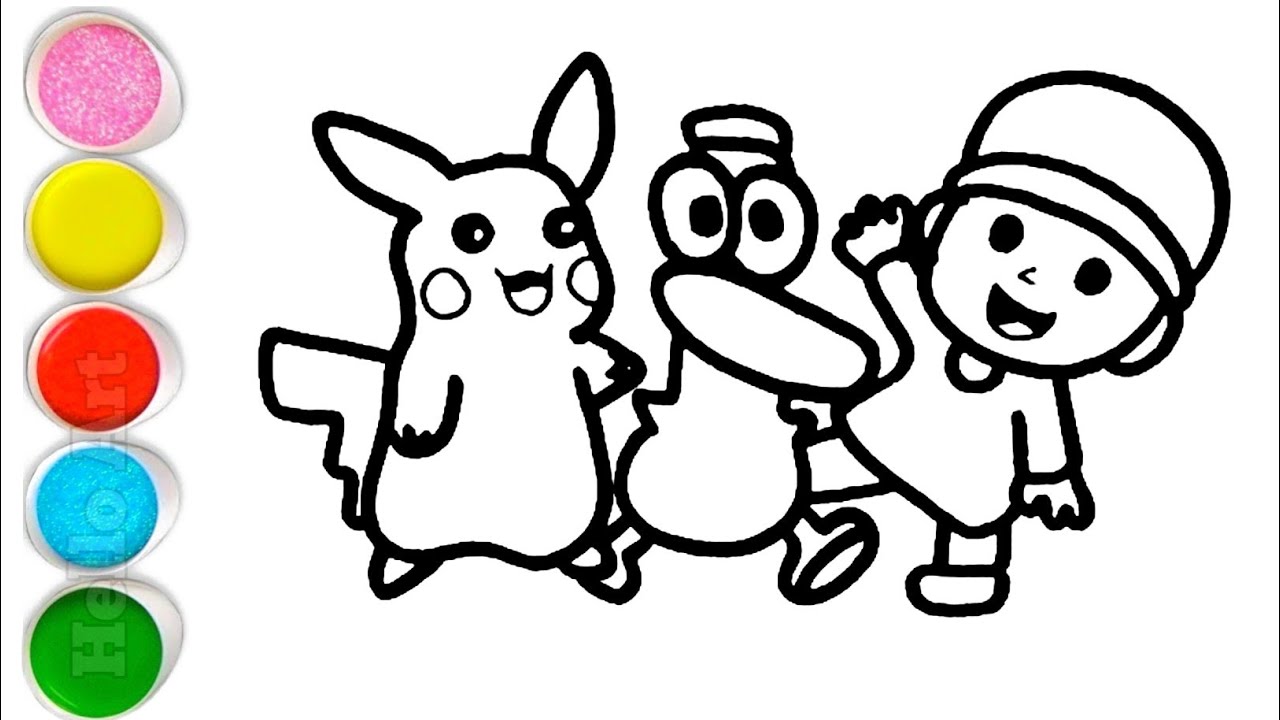 Cute Pikachu With Friends Drawing, Painting and Coloring For Kids and Toddlers_ Kids Art